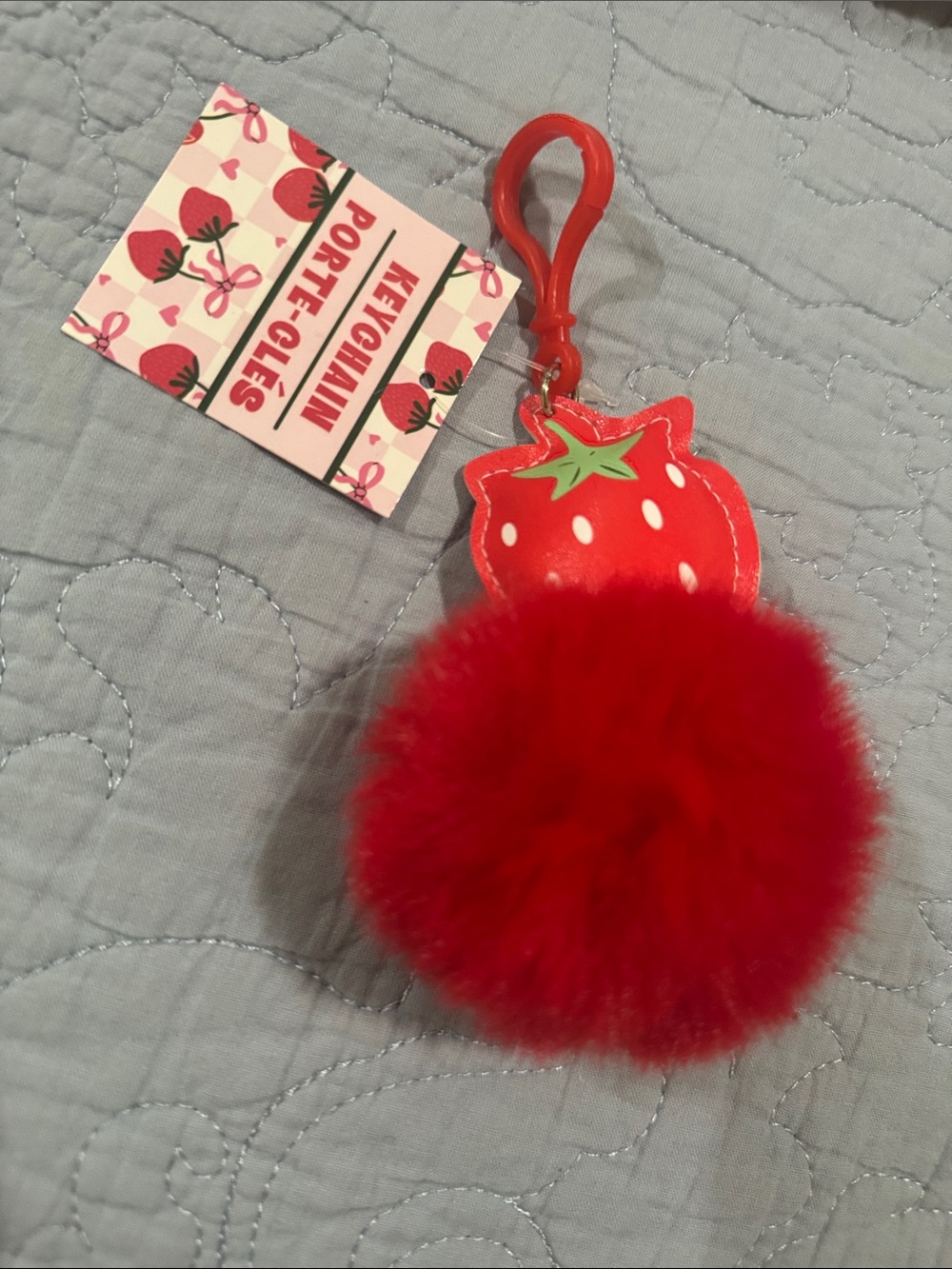 wild fable Red Strawberry Pom Pom Keychain Clip